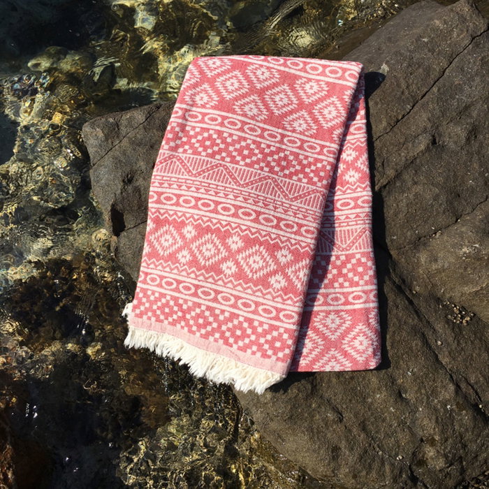 Mijölnir Toalla de playa Fouta Rojo con diseño de alfombra Mijölnir Toalla de playa Fouta Rojo con diseño de alfombra